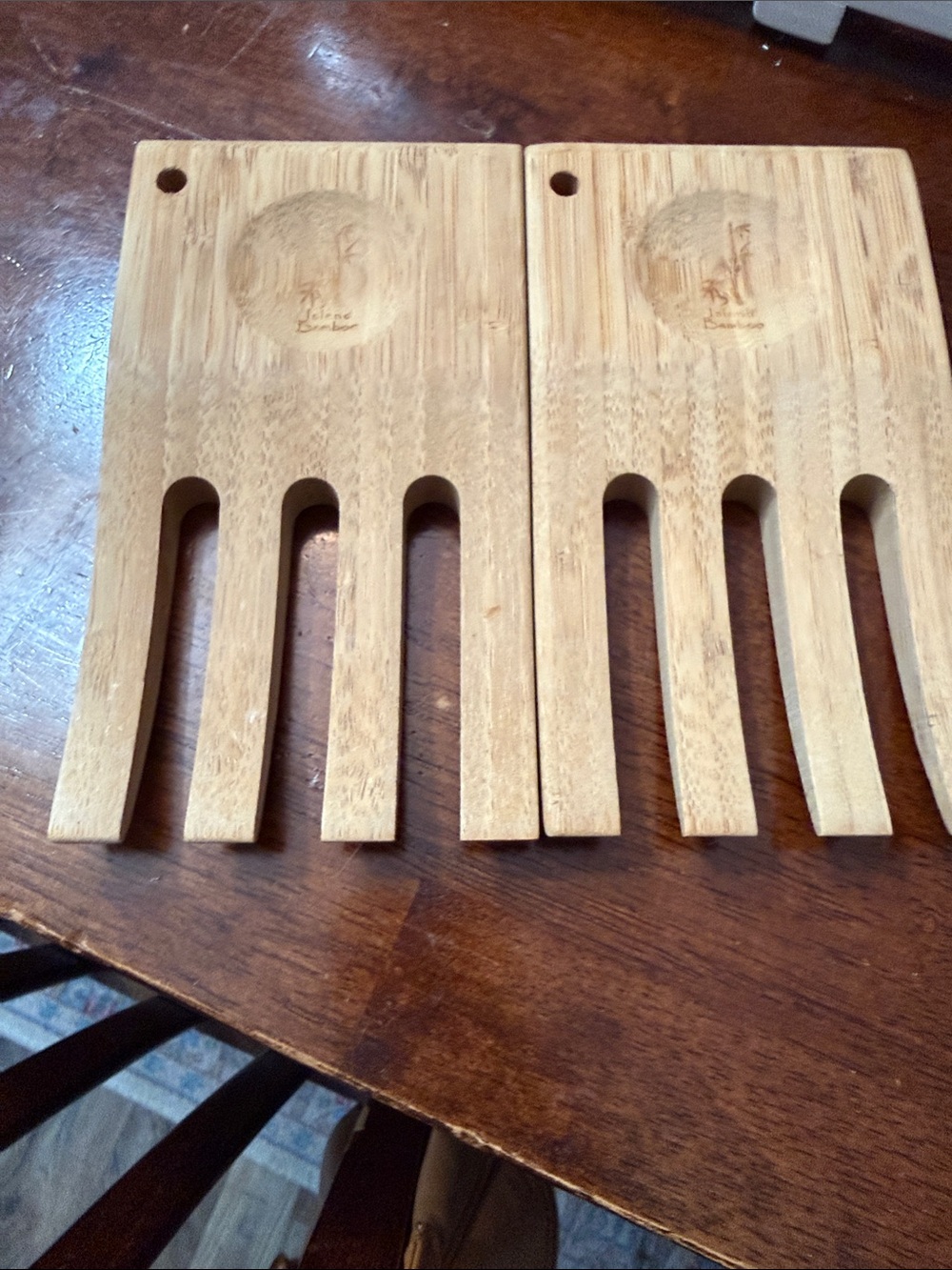 BAMBOO Natural Bamboo Salad Hands Serving Forks - Light Brown greens or pasta